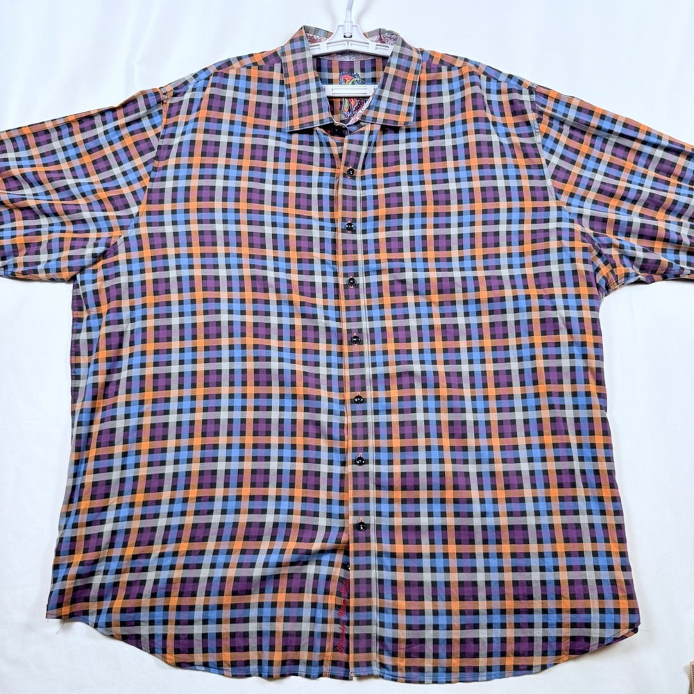 Robert Graham 3XL Colorful Plaid Button Down Shirt Menswear Short Sleeve